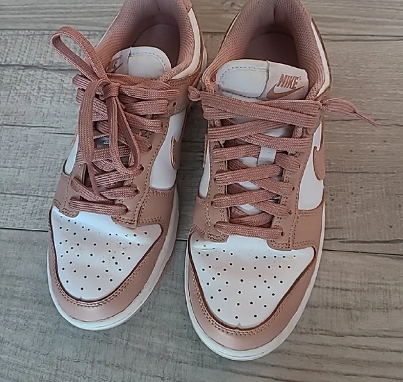Nike Women's Dunks, Blush and White Sneakers - Picture 3 of 8